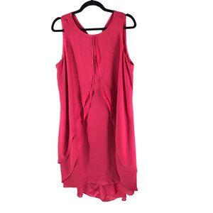 Chicos Womens Sleeveless Pink Tiered Shift Dress Size 2 US L Lightweight Flowing